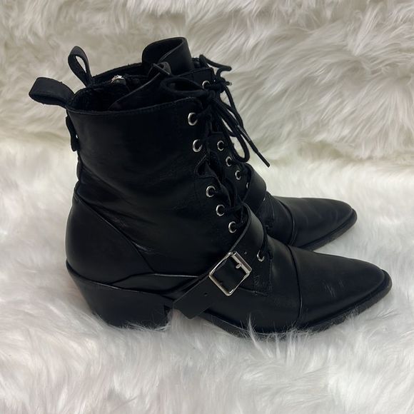 All Saints Katy Leather Ankle Booties Shoes 39 B7 - Picture 9 of 14